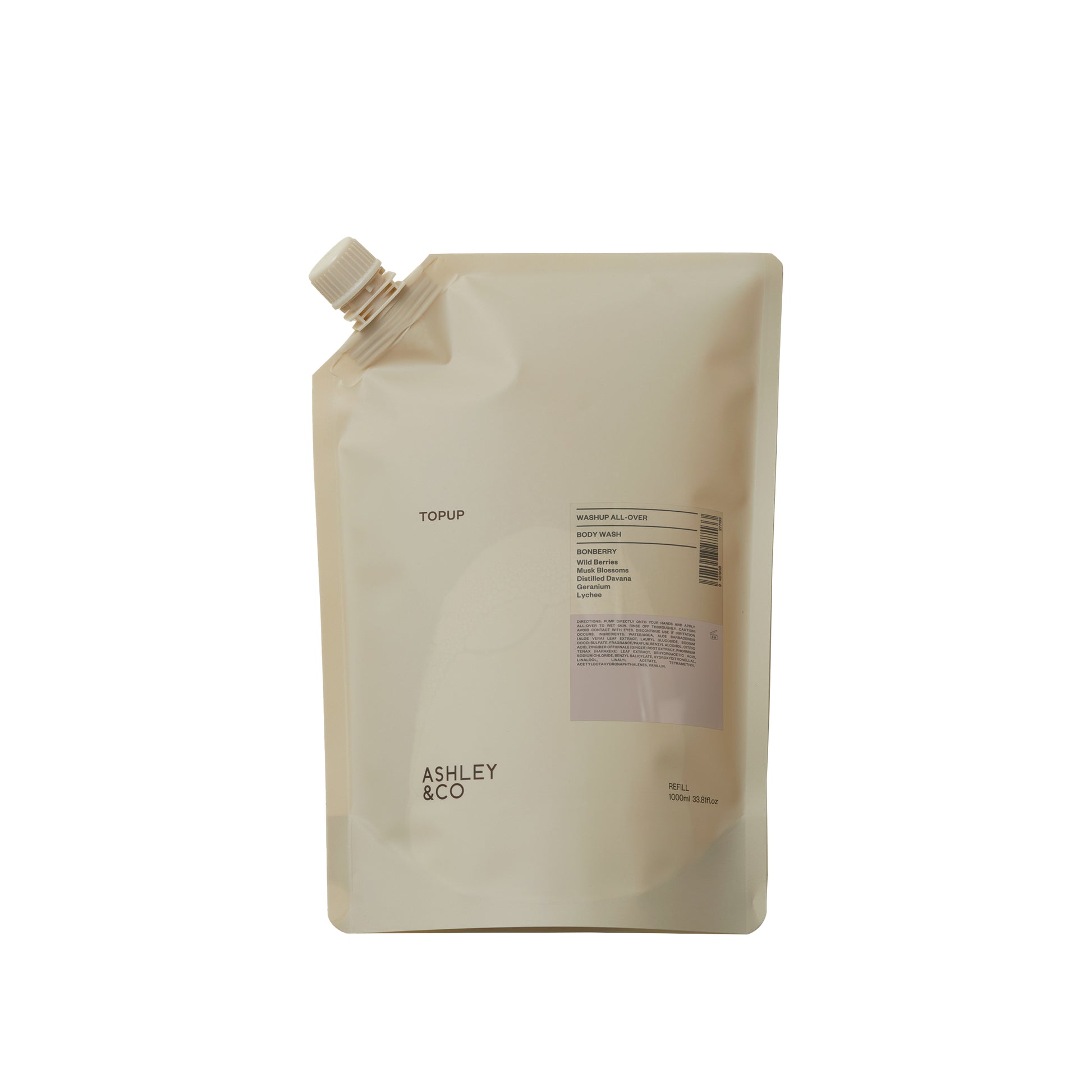 Ashley & Co Washup All Over Topup 1L Bonberry Body Wash Body Wash