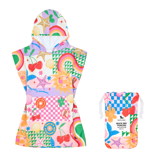 Dock & Bay Poncho Kids Patterned Collection Good Vibes Club 100% Recycled 100% Recycled