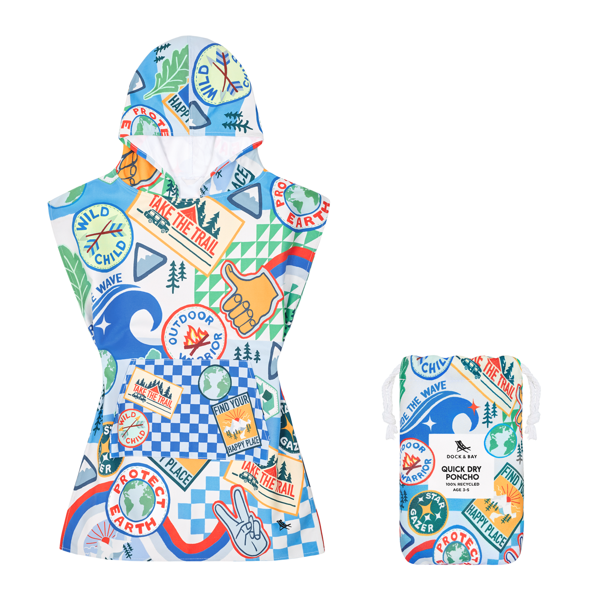 Dock & Bay Poncho Kids Patterned Collection Into the Wild 100% Recycled 100% Recycled