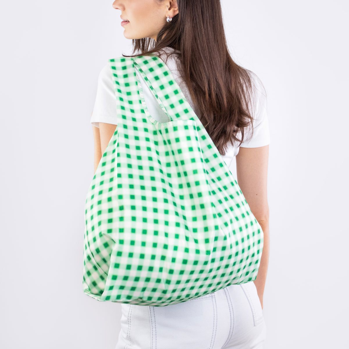 Kind Bag Reusable Bag Medium Blurred Plaid Green